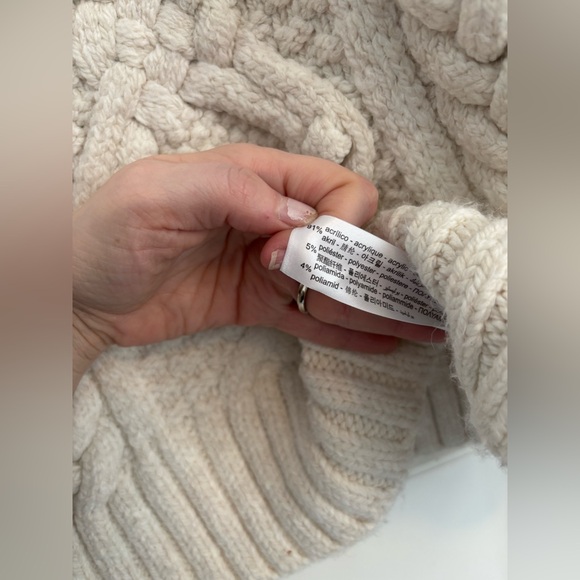 Zara Chunky Cable Knit Boxy Sweater Oversized Cream Mock Neck Size Medium - Picture 7 of 7